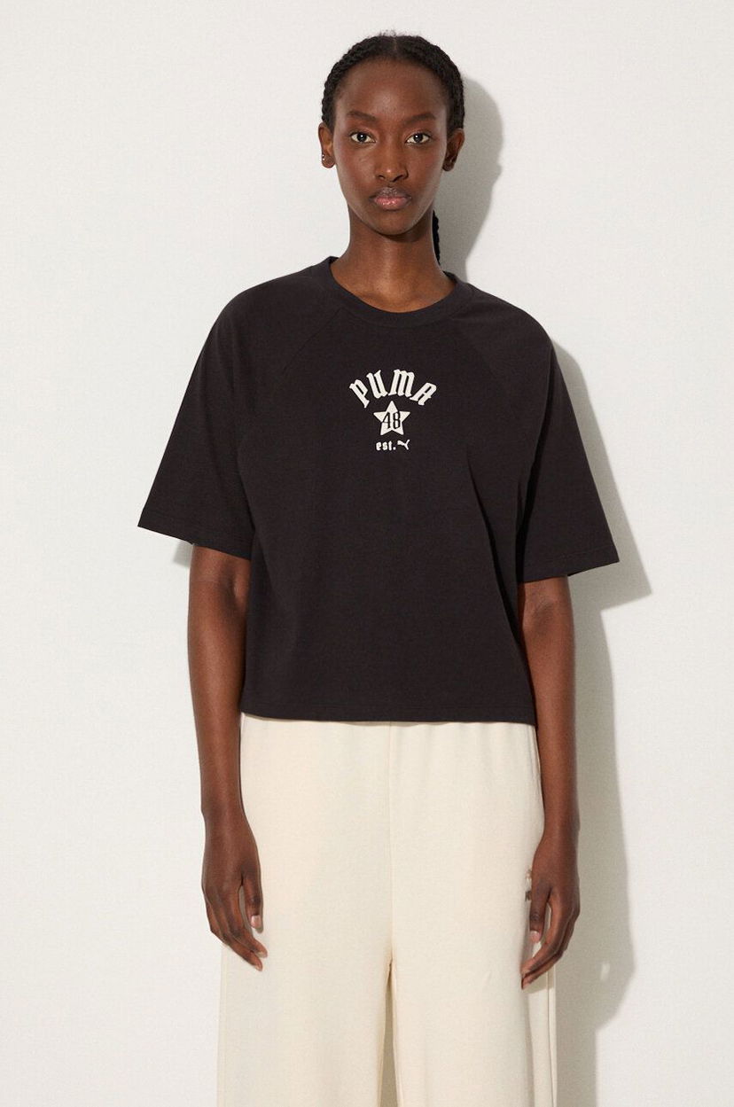 Кроп-топи Puma Classics Play Paris Relaxed Crop Top чорний | 626808