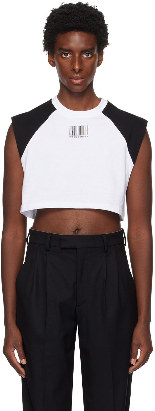Кроп-топи VETEMENTS VTMNTS Colorblock Cropped Sleeveless T-Shirt білий | VL16TR640B