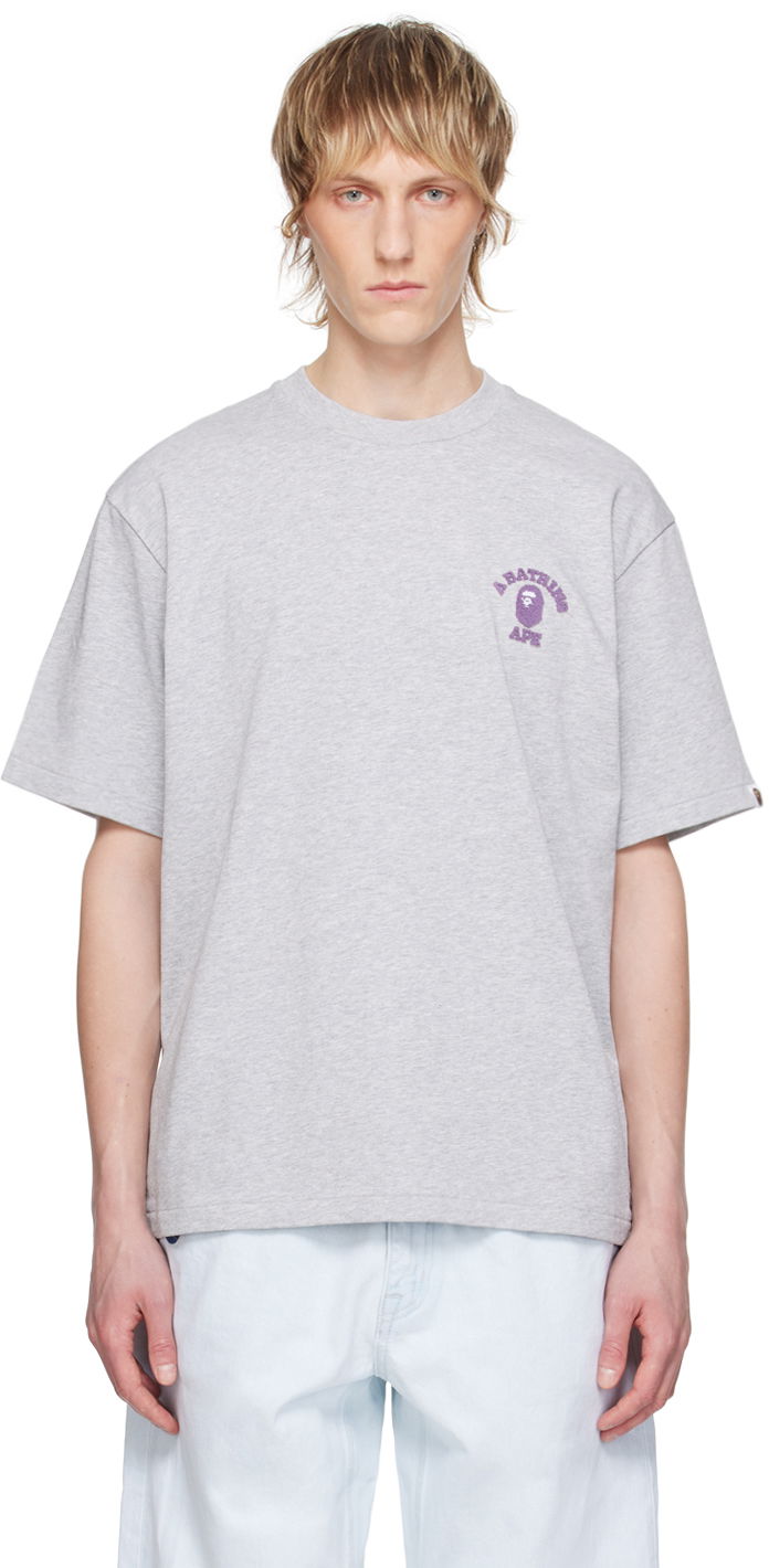 Футболка BAPE BAPE Gray College One Point T-Shirt Сірий | 001TEK301302M