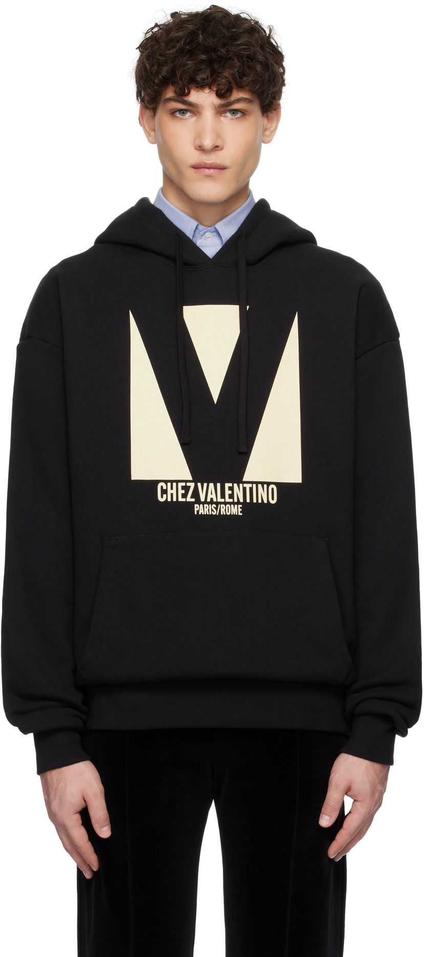 Світшоти Valentino Cotton Hoodie With Print чорний | 6V3MF28NAQA