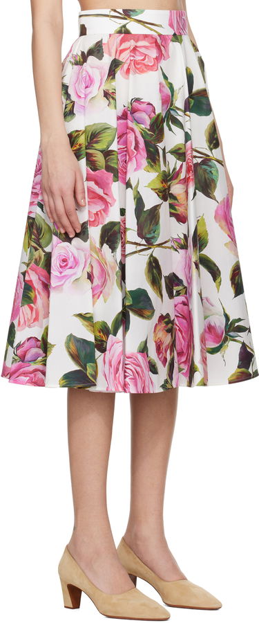 Спідниця Dolce & Gabbana Dolce&Gabbana Rose-Print Cotton Circle Midi Skirt білий | F4C1XT HS5S4, 1
