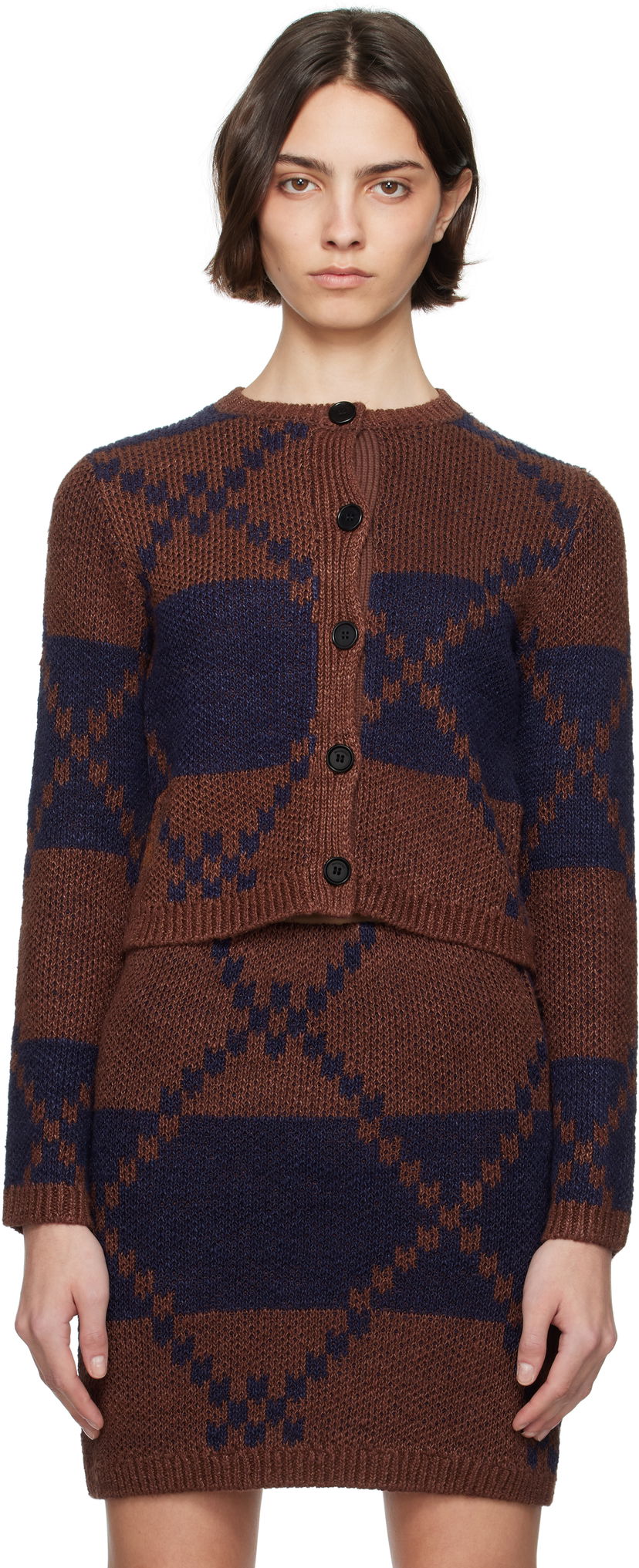 Cветр JW Anderson JW Anderson Fairisle Knit Cardigan Коричневий | KW1411-YN0439