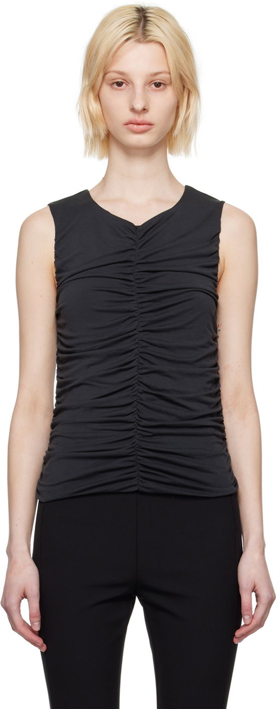Безрукавка rag & bone Christy Ruched Tank Top чорний | WAC23PT024CR24