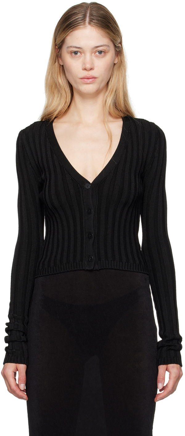 Cветр GUIZIO Guizio Slinky Rib Knit Cardigan чорний | P24108S023