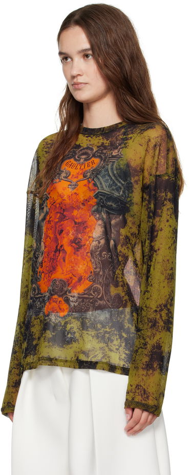 Футболка Jean Paul Gaultier Jean Paul Gaultier Oversized Medallion Graphic Top Зелений | 25/03-W-TO340-M006P-004115, 3