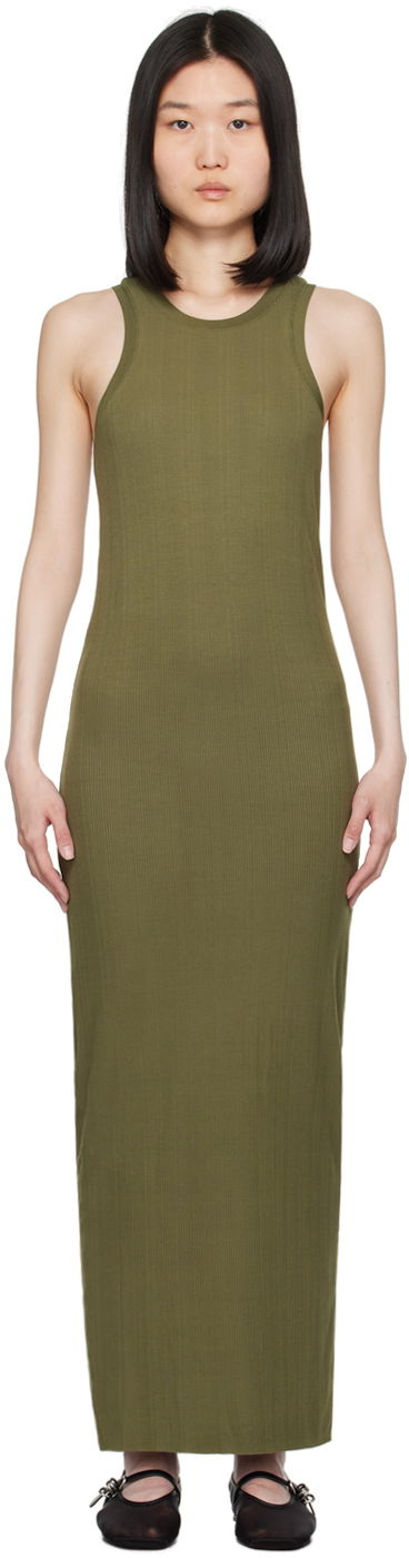плаття rag & bone Ribbed Round Neck Maxi Dress Зелений | WAC24P3010NH10