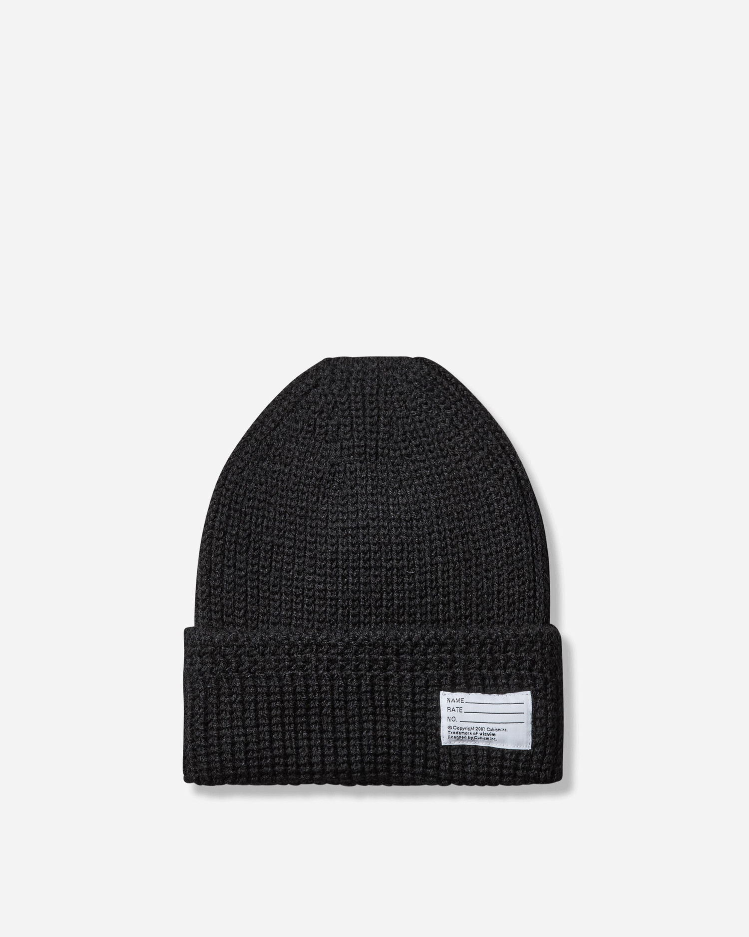 Шапка visvim Ribbed Knit Wool Beanie with Text Label чорний | 0125203003010 1, 1