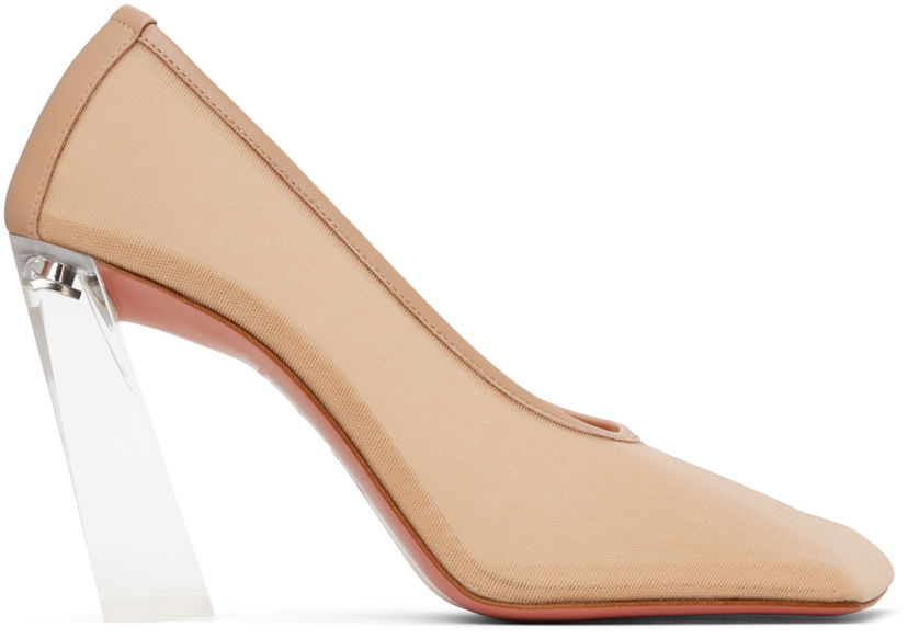 Кросівки та взуття Amina Muaddi Half Glass Pump Heels бежевий | CHARLOTTE GLASS MESH PUMP 95