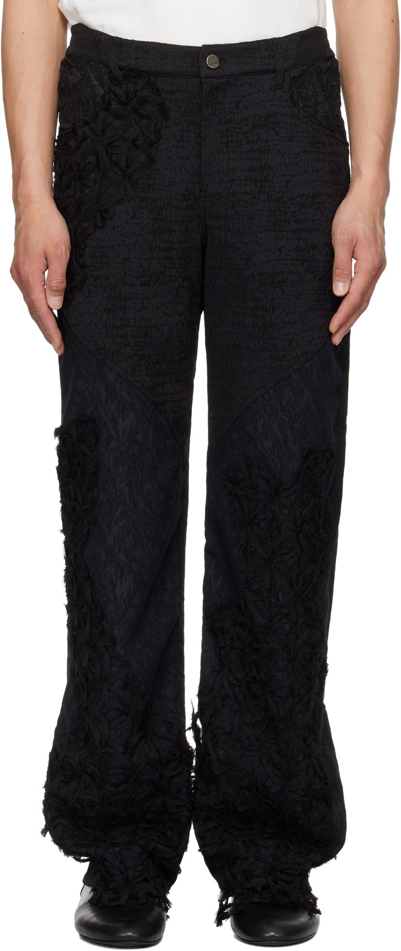 Штани ADER ERROR ADER error Product. 90 Floral Appliqué Trousers чорний | BO01SSBT0106BK