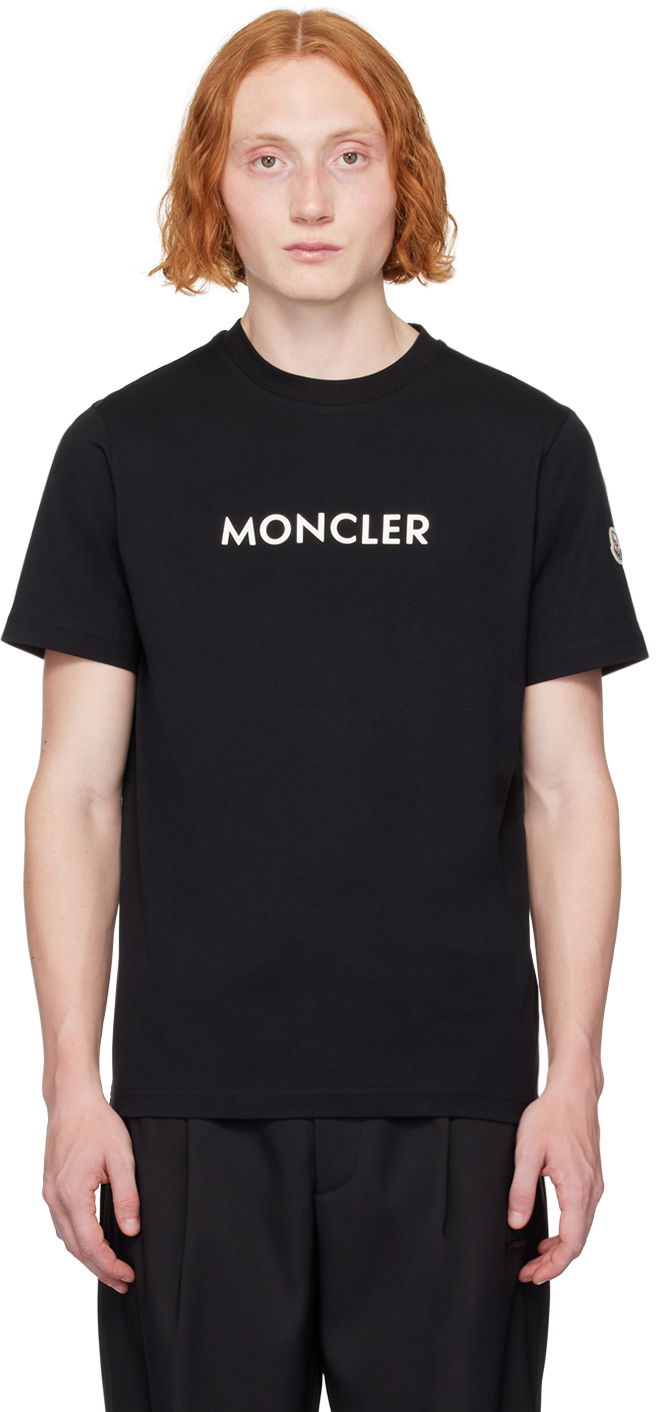 Футболка Moncler Black Bonded-Logo T-Shirt чорний | J20918C0003489AJS