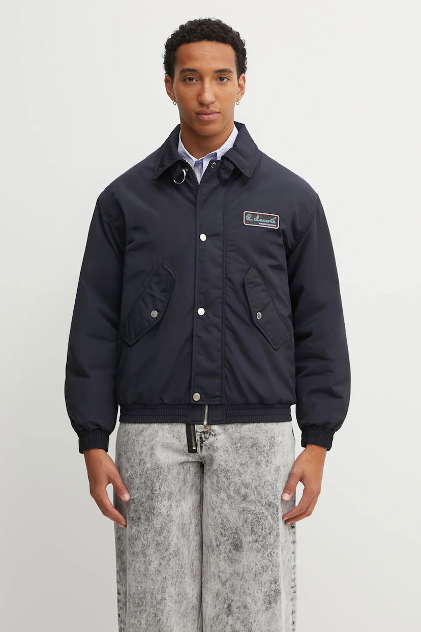 Куртка бомбер Lacoste Padded Bomber Jacket with Collar and Chest Patch темно-синій | BH5167