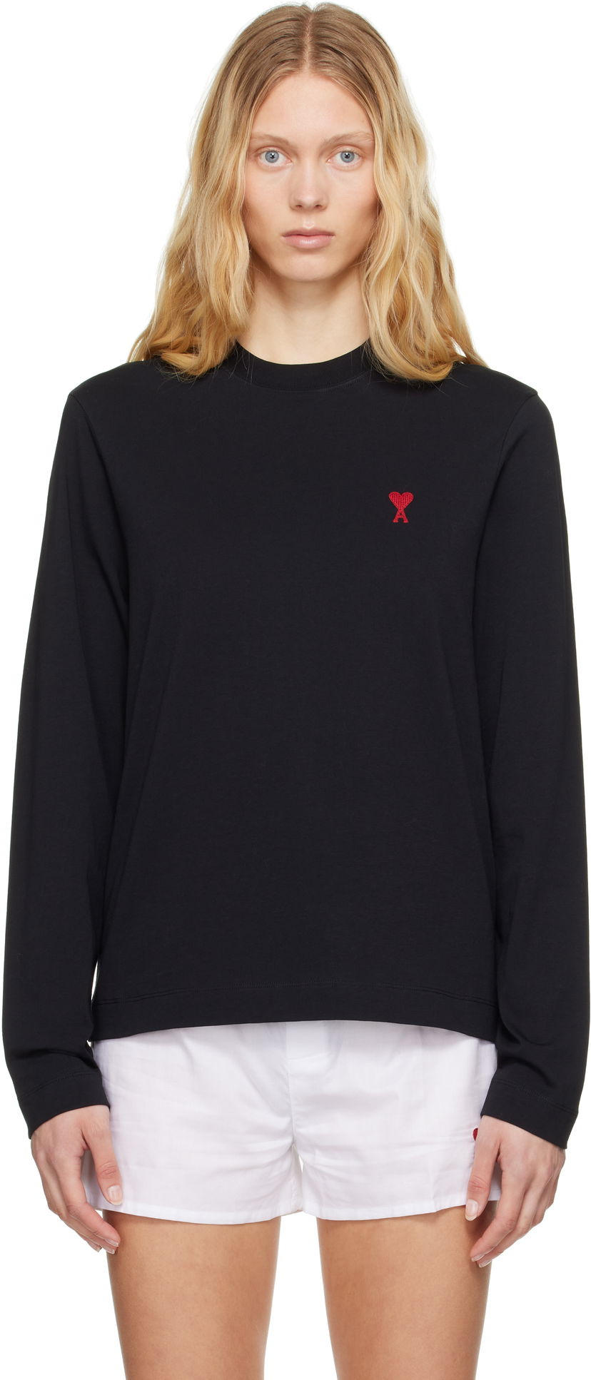Футболка AMI AMI de Coeur Long Sleeve T-Shirt чорний | BFUTS235.724