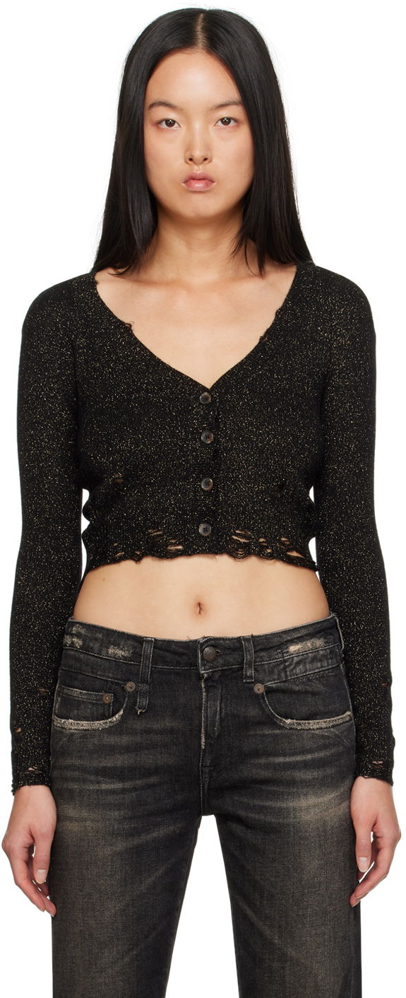 Cветр R13 R13 Distressed Cropped Cardigan чорний | R13WY150-Y103B