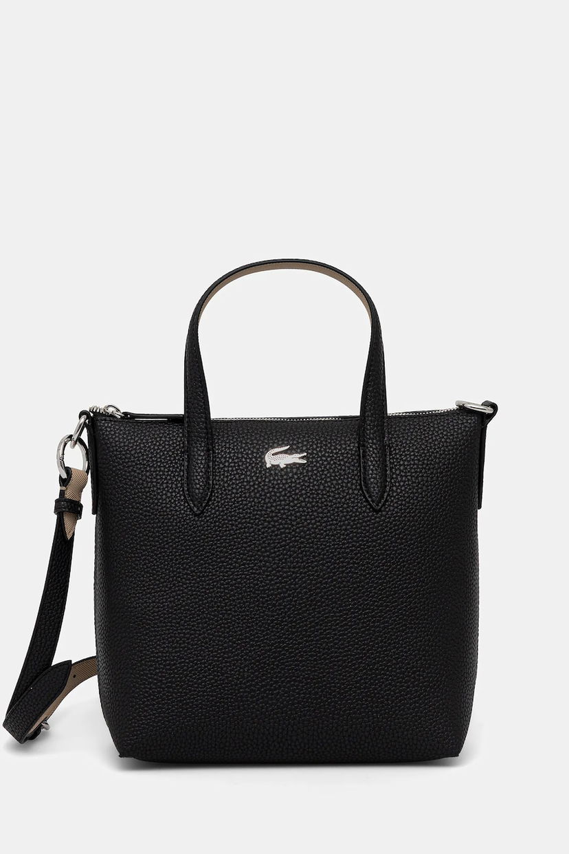 сумка-тоут Lacoste Pebbled Mini Tote Bag with Shoulder Strap чорний | NF5126AA