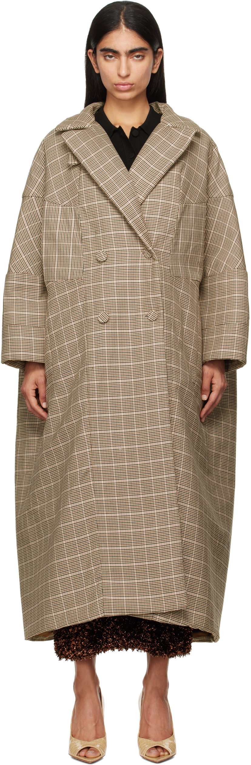 Пальто Dries Van Noten Dries Van Noten Long Plaid Coat Коричневий | 242-010211-9352