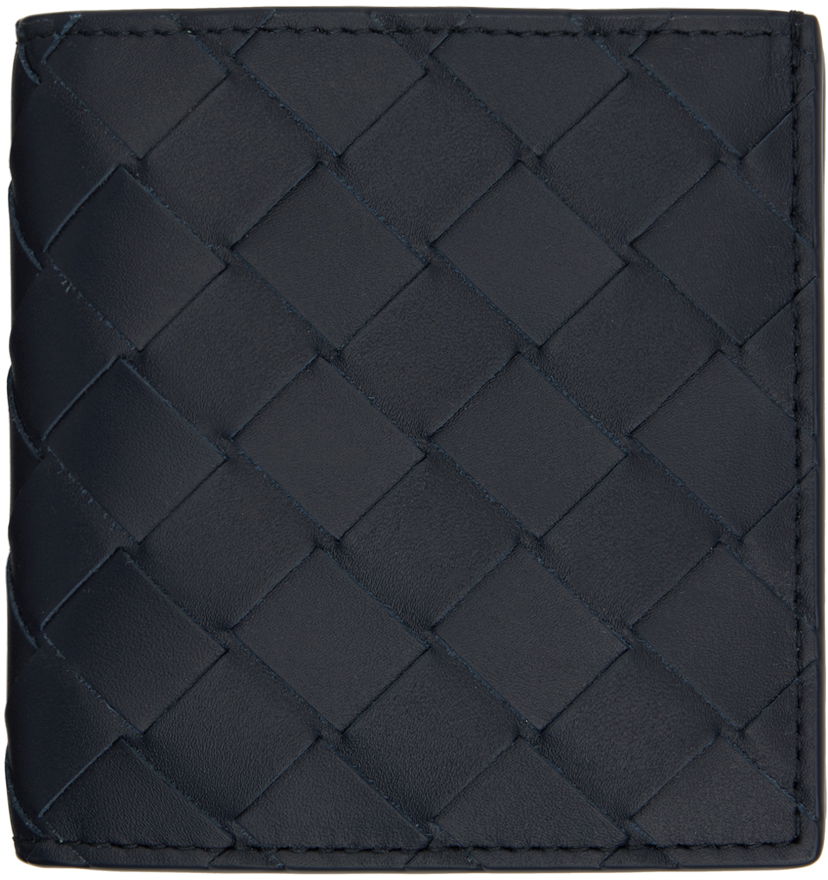 Гаманець Bottega Veneta Intrecciato Slim Bi-Fold Wallet темно-синій | 749400 VCPQ6 4171