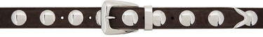 Ремені Khaite 'The Benny' Suede Belt with Silver-Tone Hardware Коричневий | 10014-726, 0