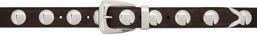 Ремені Khaite 'The Benny' Suede Belt with Silver-Tone Hardware Коричневий | 10014-726