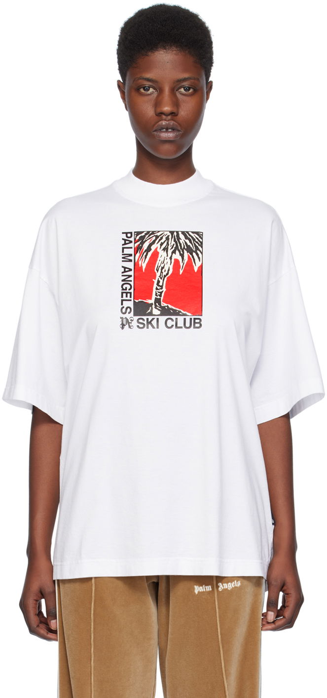 Футболка Palm Angels 'Ski Club' T-Shirt білий | PWAA017R24JER0020110