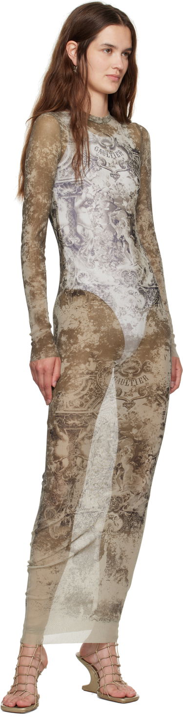 плаття Jean Paul Gaultier Jean Paul Gaultier 'The Long Médaillon' Mesh Maxi Dress бежевий | 25/03-W-DR023-M006P-6965, 3