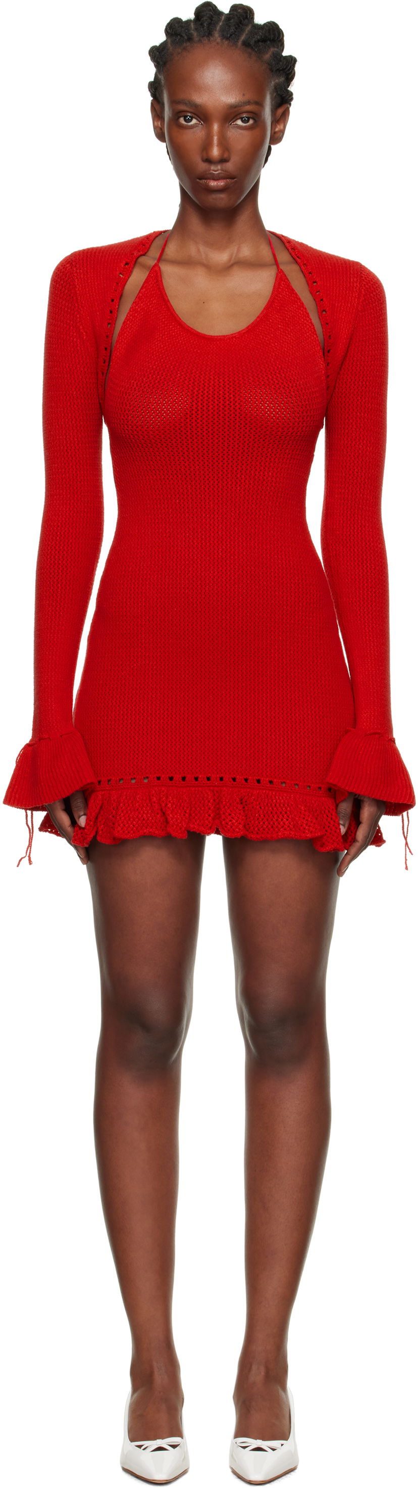 плаття GUIZIO Guizio Crochet Halter Mini Dress Червоний | P25419S019