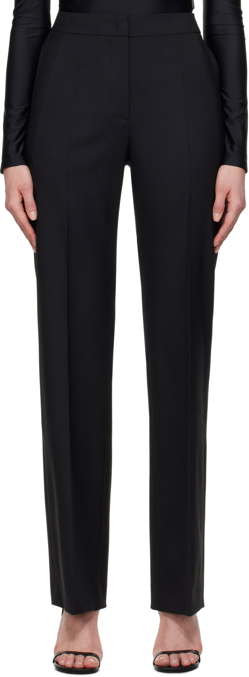Штани Marine Serre Marine Serre Virgin Wool Twill Wide Leg Trousers чорний | WPA154A RWOV0001