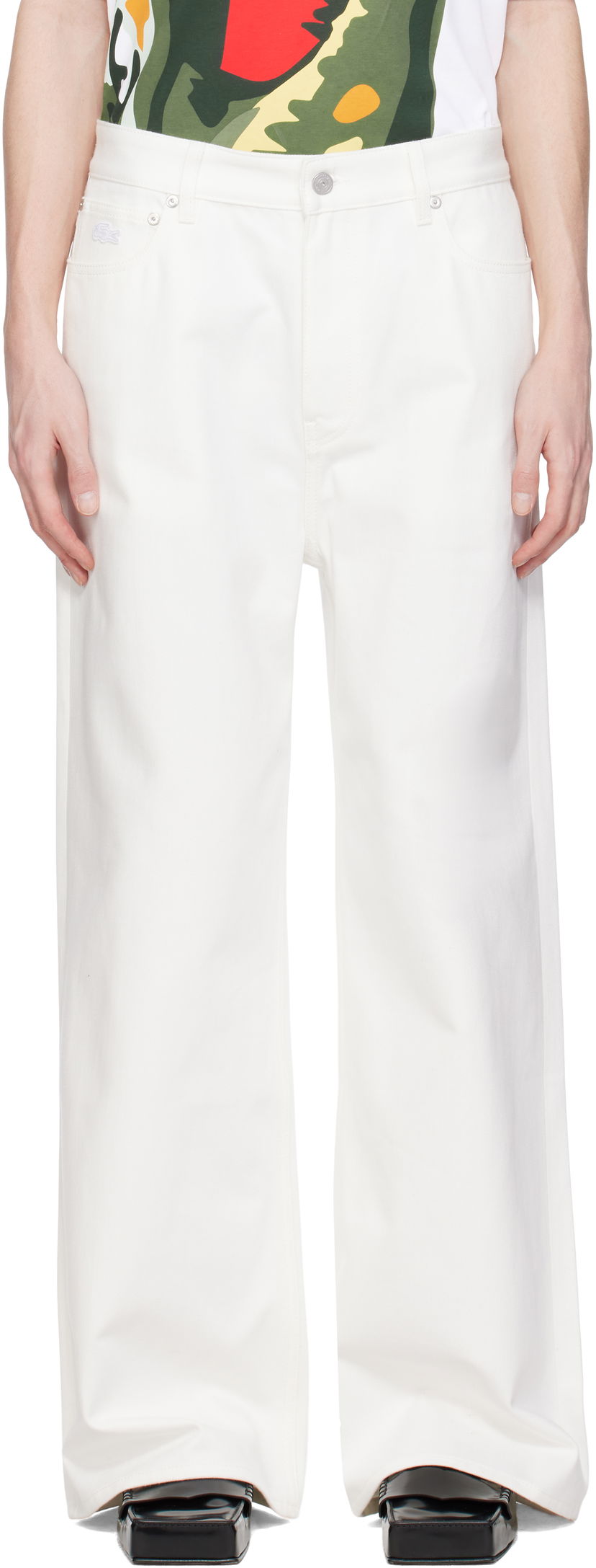 Штани Lacoste Lacoste Runway Wide Fit Selvedge Jeans білий | HH6744