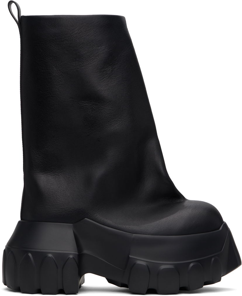Кросівки та взуття Rick Owens Rick Owens Hollywood Flared Mega Tractor Boots чорний | RR01E5864 LCH