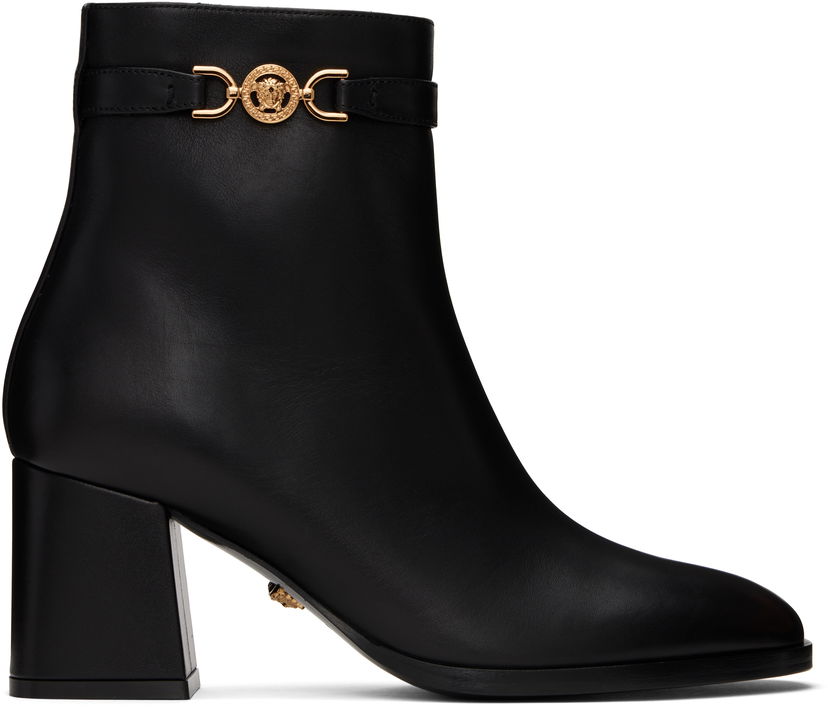 Кросівки та взуття Versace Leather Ankle Boots With Medusa Accent чорний | 1015914_DVT2P