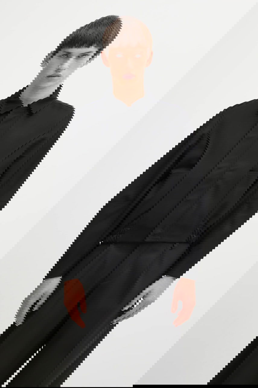Куртка ADER ERROR Collared Cropped Jacket with Wool Blend and Elasticated Hem чорний | BO01FWJK0106BK, 0