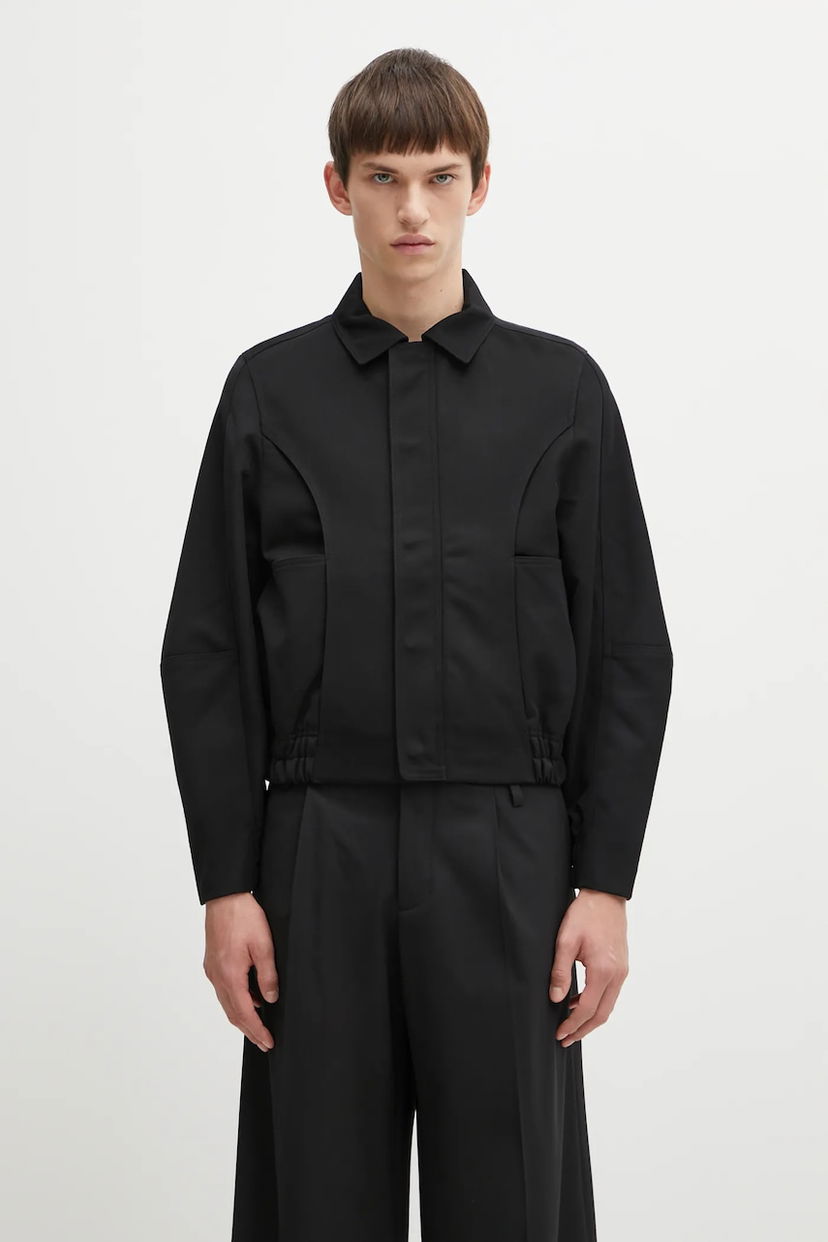 Куртка ADER ERROR Collared Cropped Jacket with Wool Blend and Elasticated Hem чорний | BO01FWJK0106BK