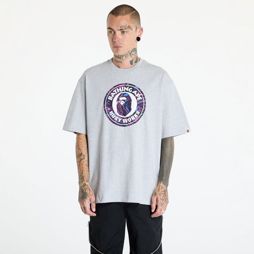 Футболка BAPE A BATHING APE Marbling Camo Busy Works Relaxed Fit Tee Gray Сірий | 001TEK801324M GRA