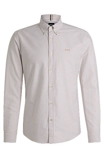 Сорочка BOSS Slim Fit Striped Oxford Cotton Shirt бежевий | 50520275