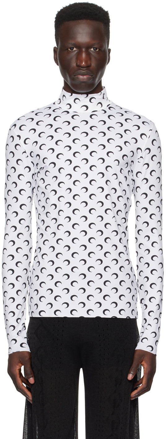 Cветр Marine Serre All Over Moon Turtleneck білий | MTS002 CJER0001