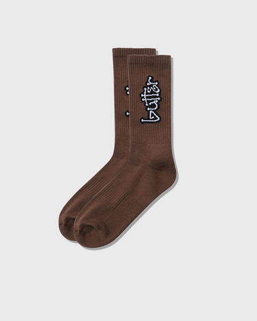 Шкарпетки Butter Goods Connection Ribbed Crew Socks with Embroidered Graphic Коричневий | P25312, 2