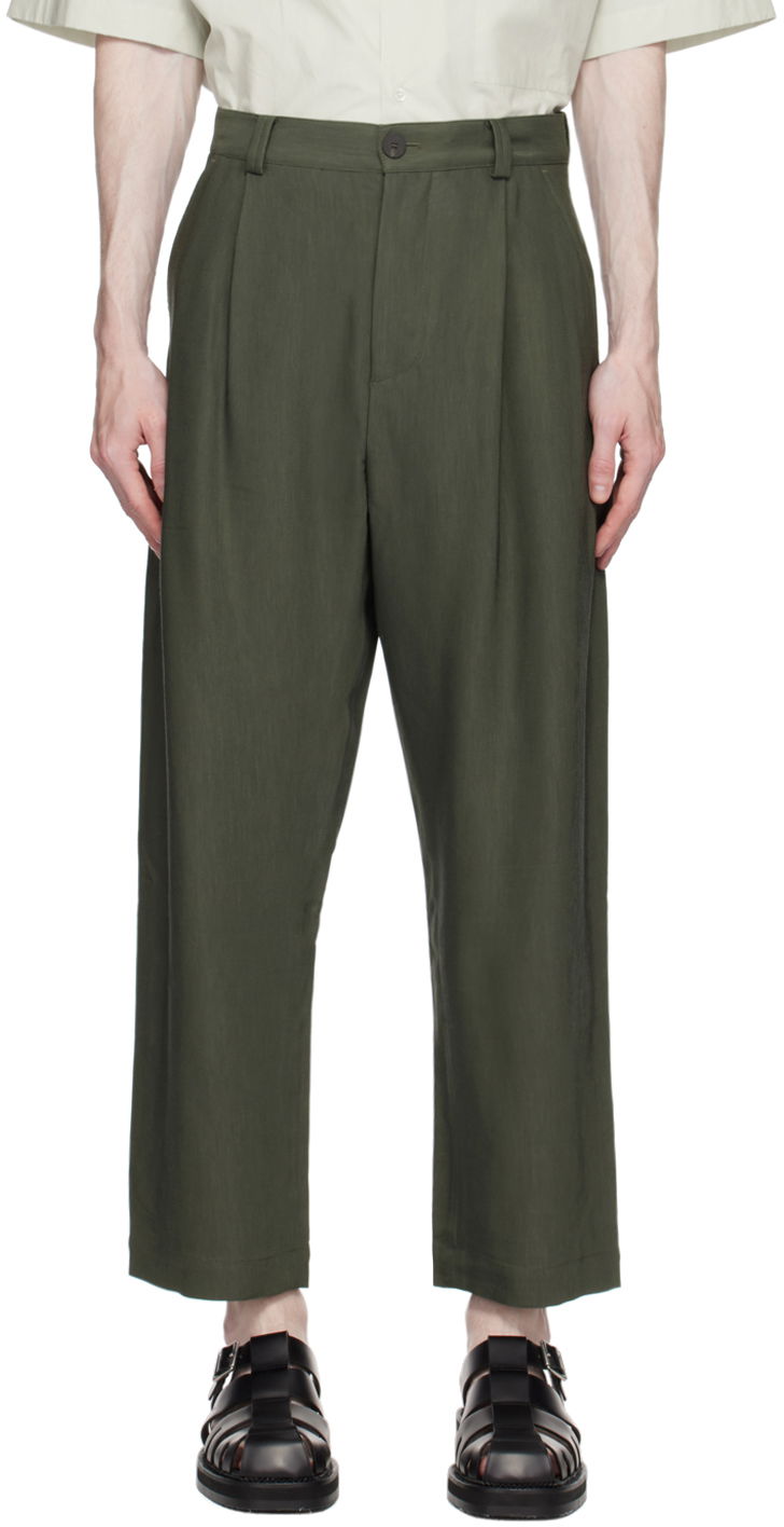Штани Studio Nicholson Studio Nicholson Tuck Trousers Зелений | TUCK SNM-787