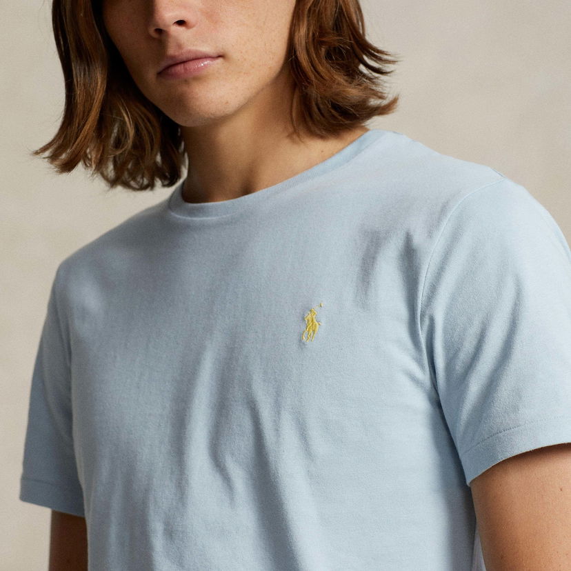Футболка Polo by Ralph Lauren Polo Ralph Lauren Custom-Slim-Fit Rundhals-T-Shirt Синій | 710671438362