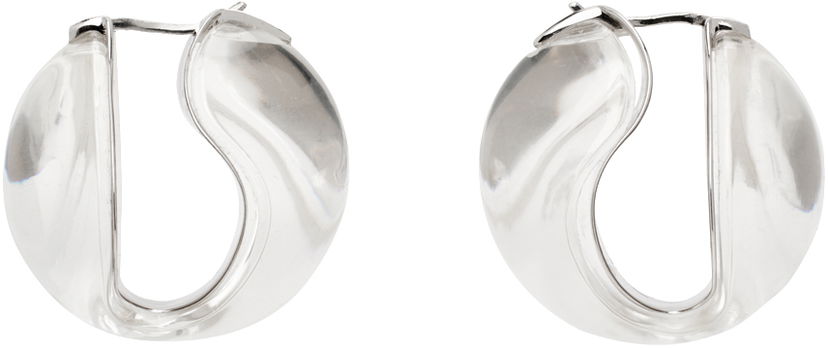 Сережки Coperni Coperni Silver & Transparent Logo Hoop Earrings Металік | COPBI04J1007