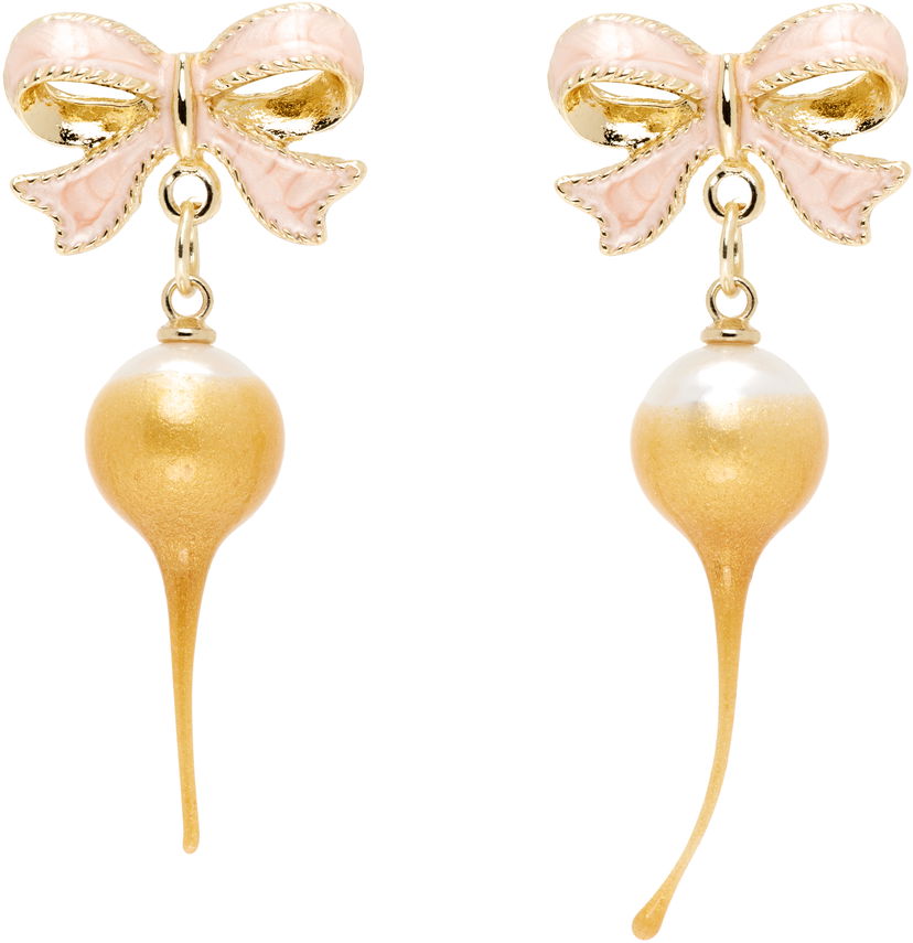 Сережки Ottolinger Ottolinger Bow Pearl Drop Earrings Рожевий | 12590062501