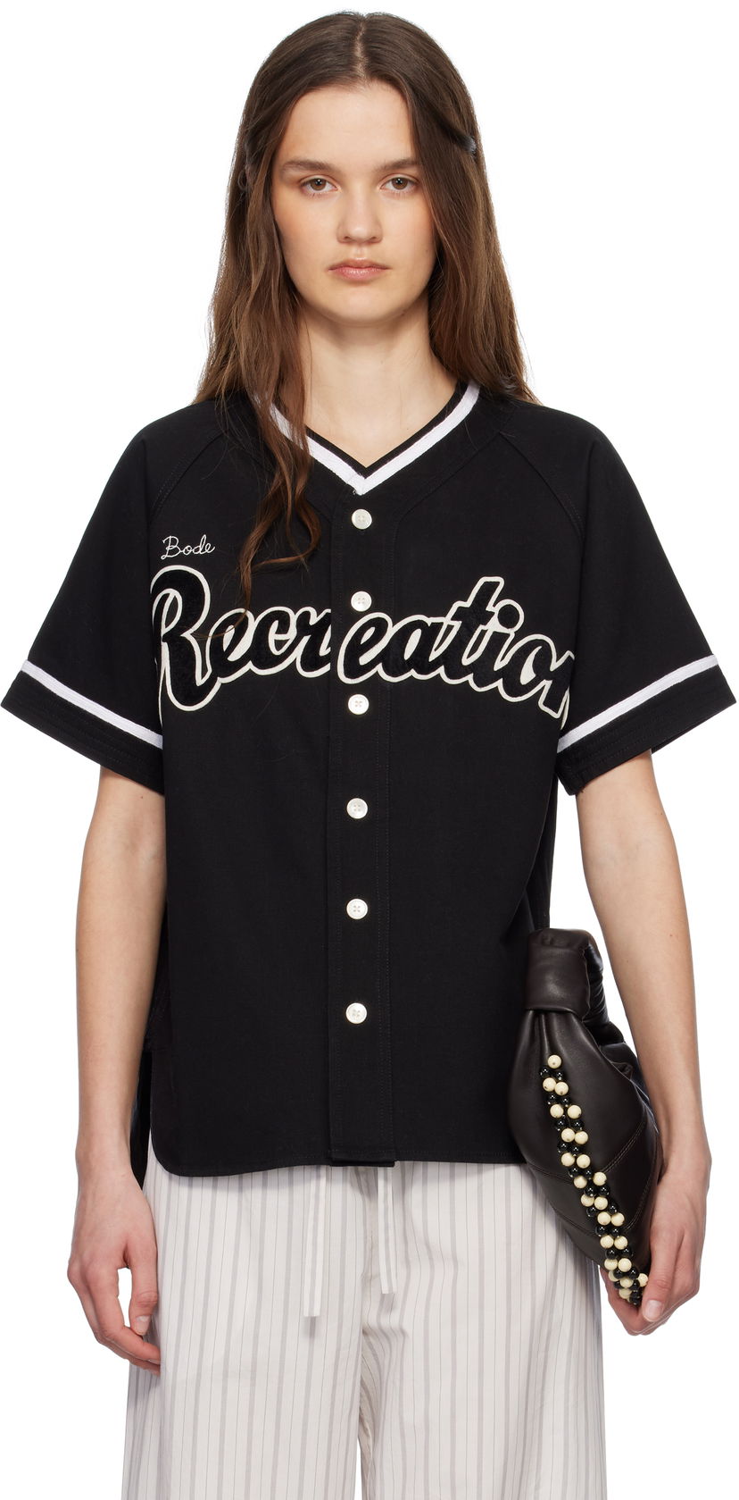 Джерсі Bode Bode Recreation Baseball Jersey Shirt чорний | MRS25SH040