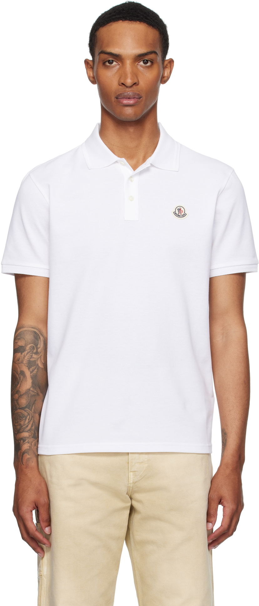 Сорочка поло Moncler Moncler Logo Patch Cotton Piquet Polo білий | K20918A0001484556