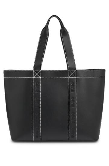сумка-тоут BOSS Faux-Leather Tote Bag with Embroidered Logos чорний | 50547481