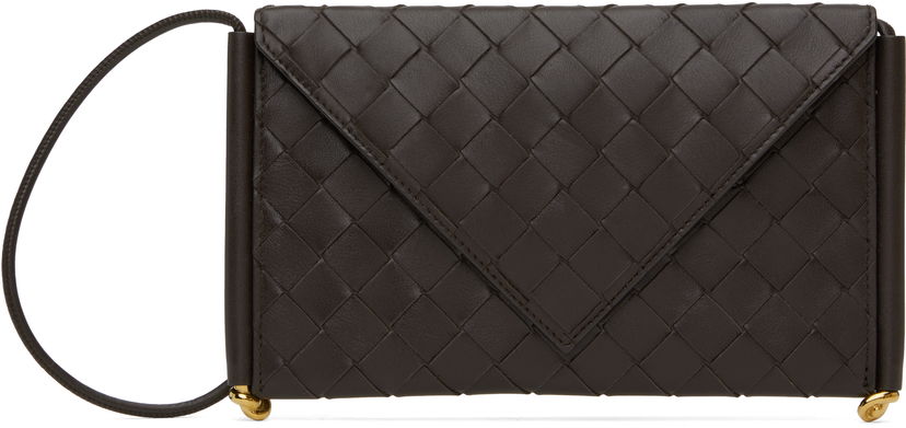 Сумка Bottega Veneta Woven Leather Phone Crossbody Bag Коричневий | 805975 V4R42