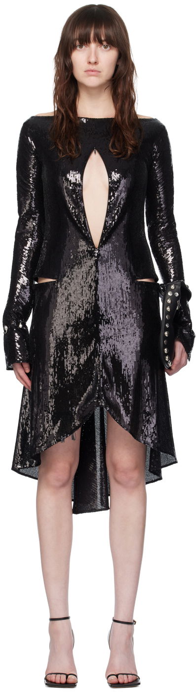 плаття Courrèges Women's Sequin Ellipse Midi Dress чорний | 224CRO427PAI001