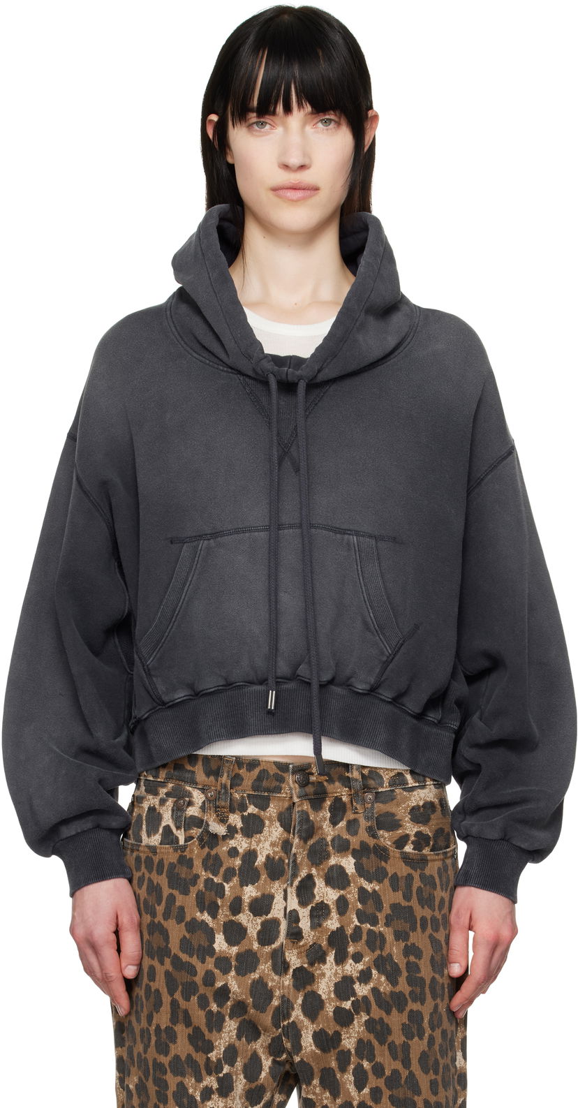 Світшоти R13 R13 Balloon Popover Cropped Hoodie Сірий | R13WK255-001BG