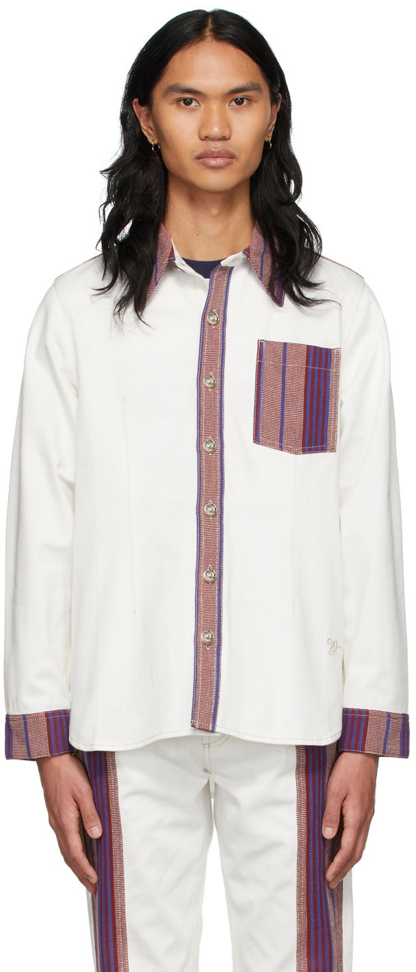 Сорочка Wales Bonner Keita Denim Shirt білий | MS22DE01-DE02-000
