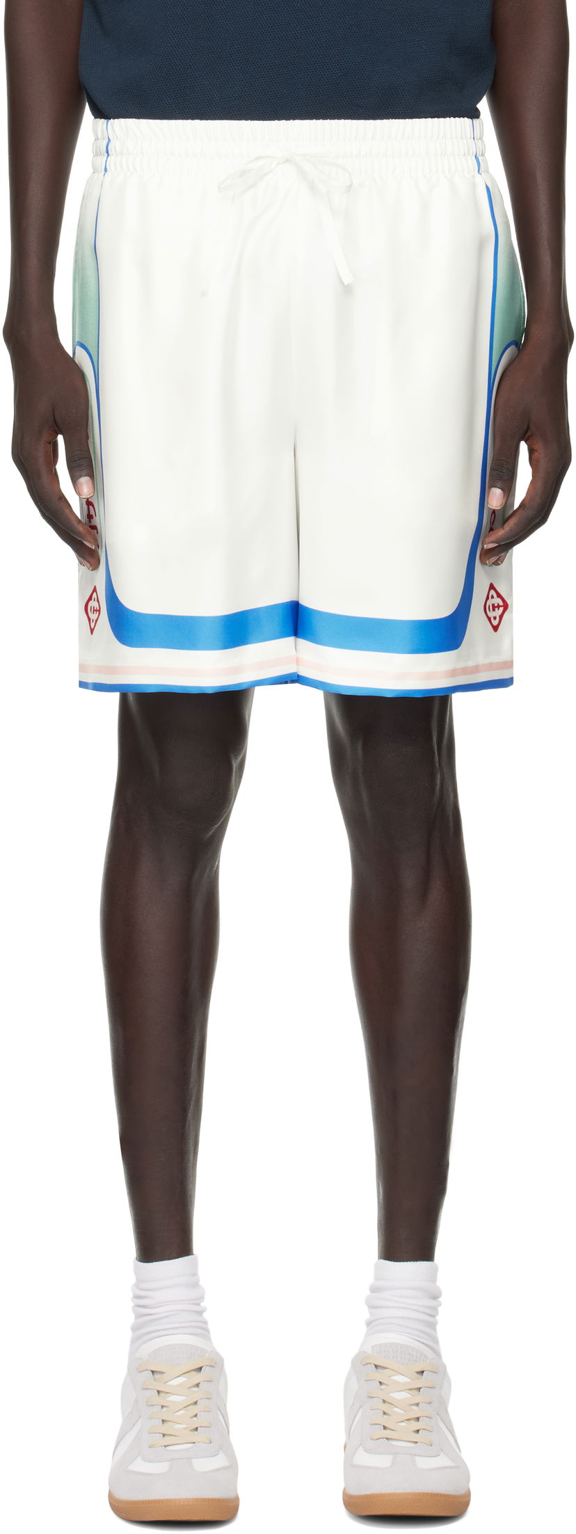 Шорти Casablanca Casablanca Fuji Dream Silk Shorts білий | MPF25-TR-012-04