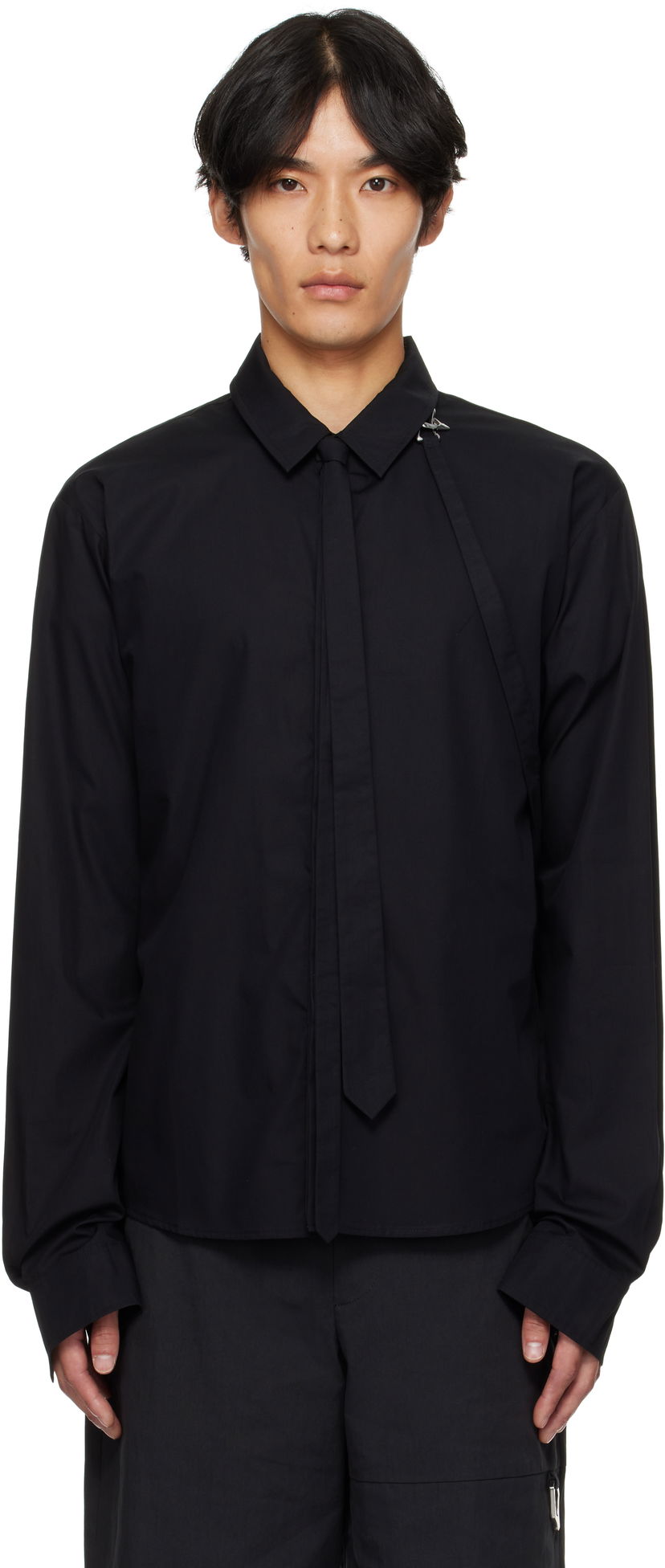 Сорочка HELIOT EMIL Spectra Strap-Detail Shirt чорний | PREAW25_M_05_067_BLK01