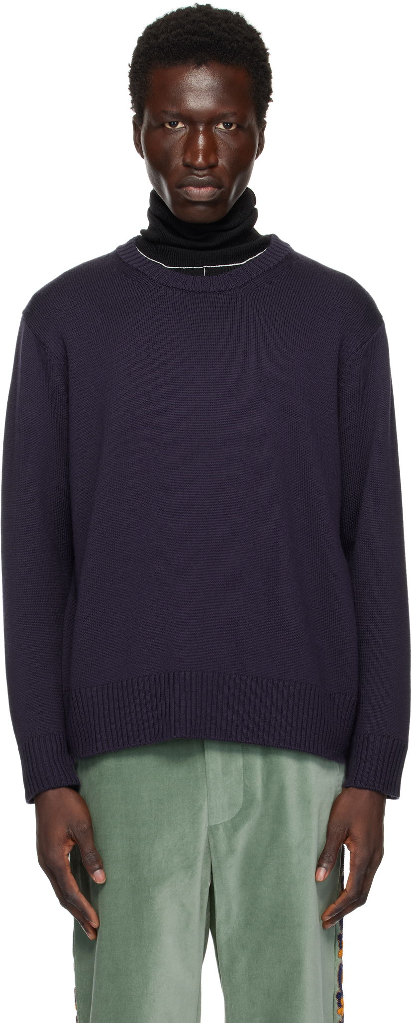 Cветр Bode Juniper Knit Sweater Синій | MRF24KT021