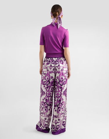 Штани Dolce & Gabbana Dolce & Gabbana Majolica-Print Twill Trousers Фіолетовий | FTDBNTHI1Y8I23TN, 2